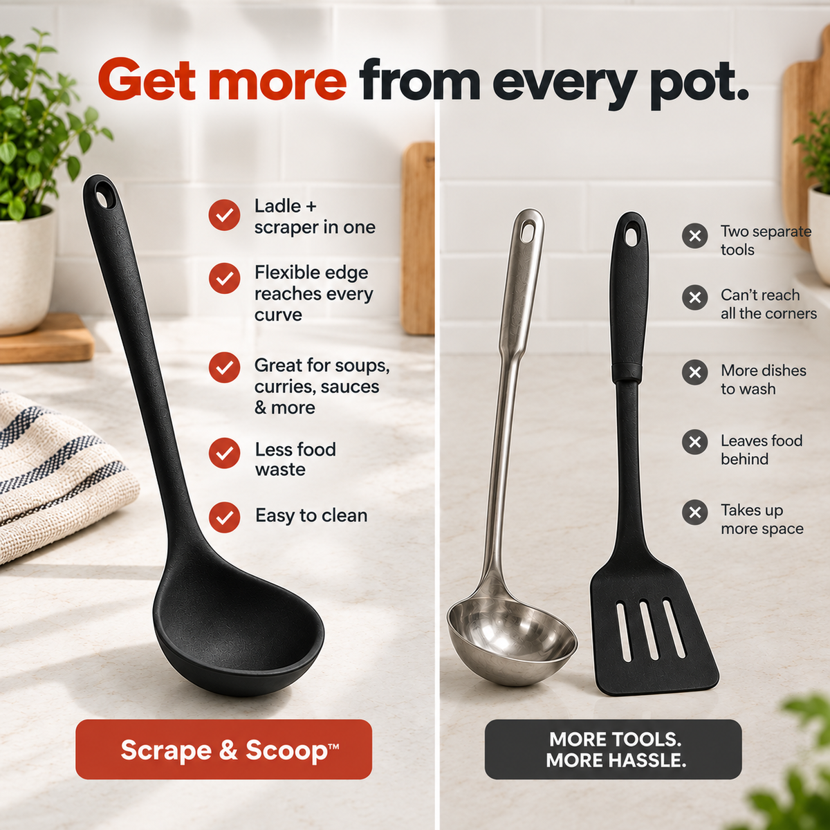 The Scrape & Scoop™ Silicone Ladle
