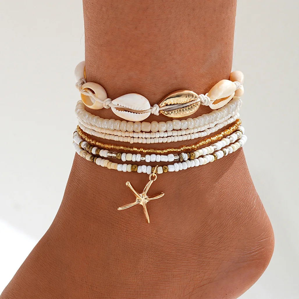 Golden Dusk: Pretty Beaded Ankle Bracelets For Summer