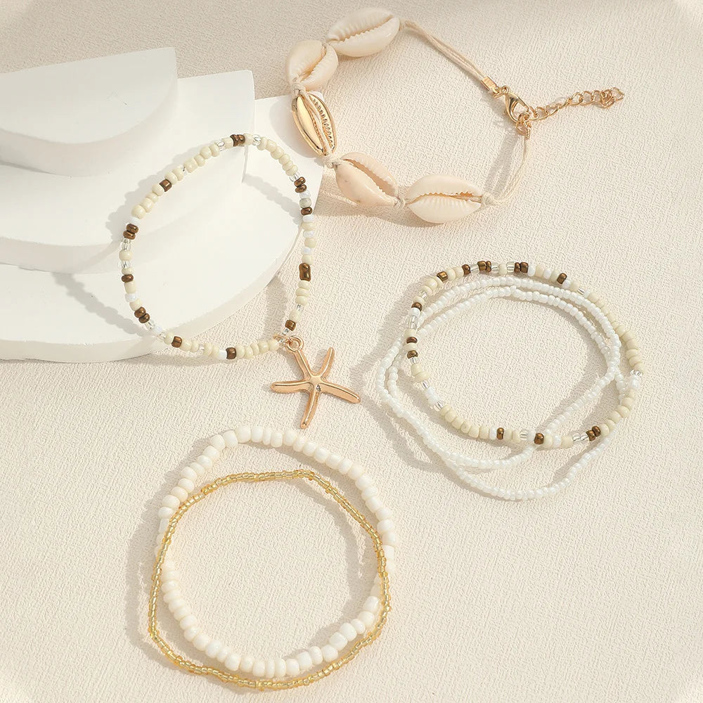 Golden Dusk: Pretty Beaded Ankle Bracelets For Summer