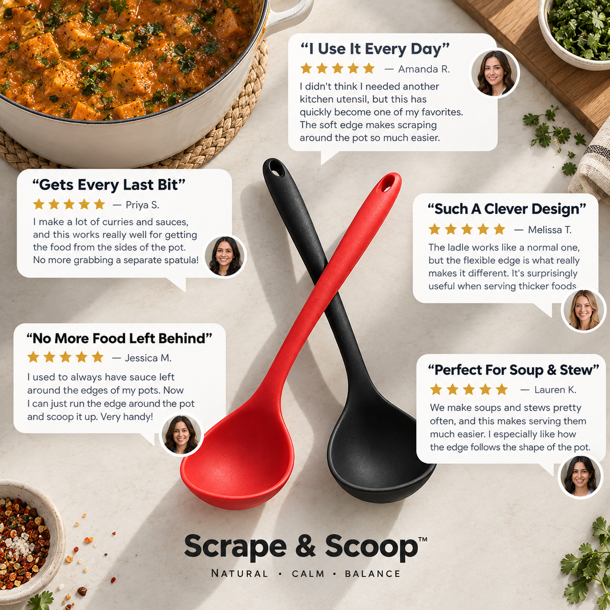 The Scrape & Scoop™ Silicone Ladle